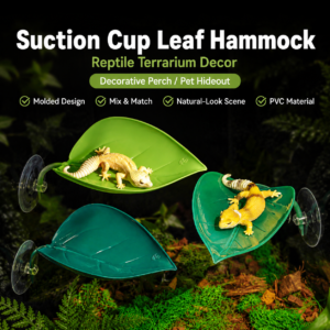 Suction Cup PVC Leaf Hammock for Reptile Terrarium Decor for Lizards and Geckos