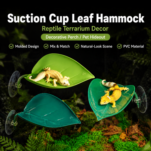 Suction Cup PVC Leaf Hammock for Reptile Terrarium Decor for Lizards and Geckos