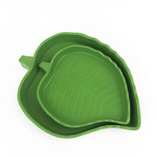 Green Eco-friendly Plastic Bowl Leaf-Shaped Dish for Reptile
